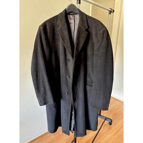 Vintage Racing Green Wool-Blend Grey Overcoat (Chest 44R) - Picture 2 of 16